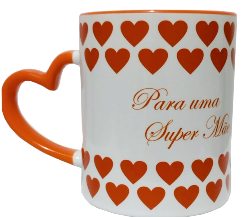 CANECA DE PORCELANA ALÇA CORAÇÃO